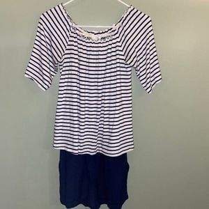 Anthropologie Drew Navy and Cream Romper XS